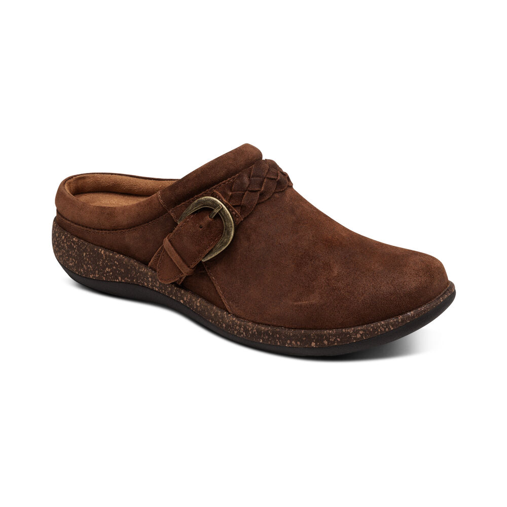 Aetrex Women's Libby Comfort Clogs - Tobacco | USA 1DDKDHZ